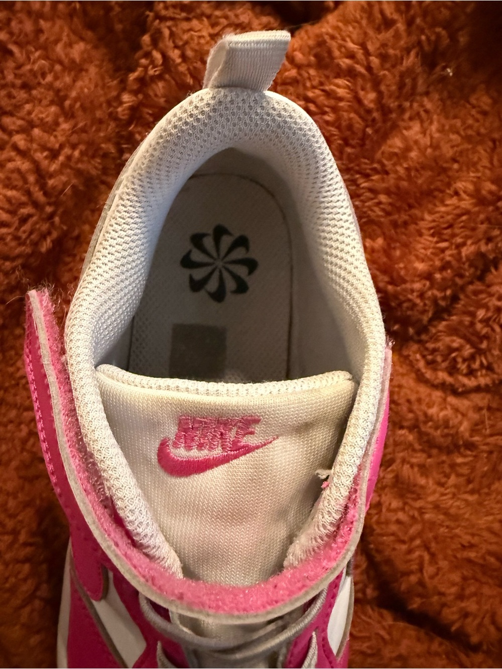 Nike Court Borough Low Sneakers kids size 3Y white/ laser fuchsia pink - Picture 5 of 10